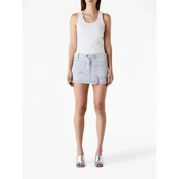 The Attico Blue Light Wash Denim Abra Mini Skirt NWT $470, Size Small - Picture 1 of 9